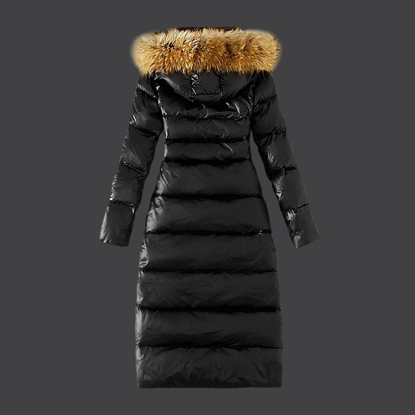 Moncler lungo Giù cappotto Nero Presa M1107